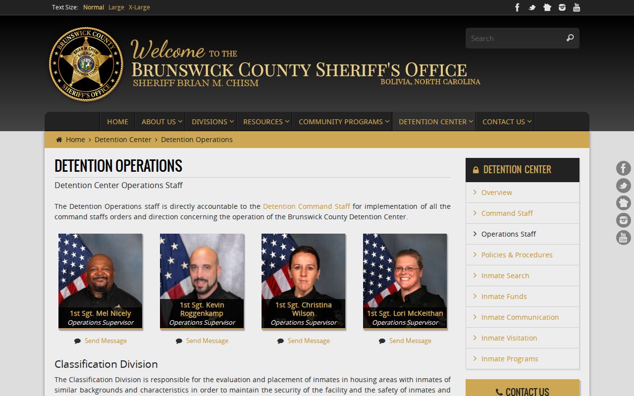 Brunswick County Detention Center release operations information
