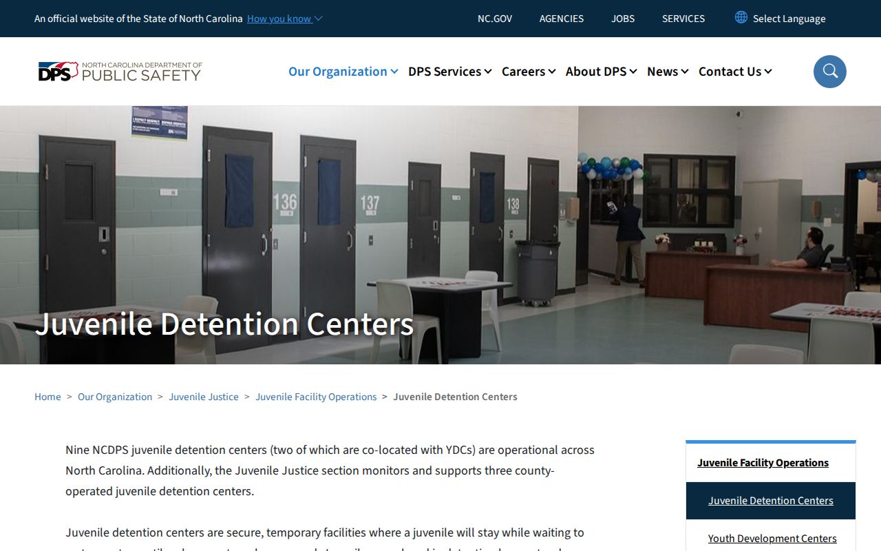 Brunswick County Juvenile Detention Center release contact source