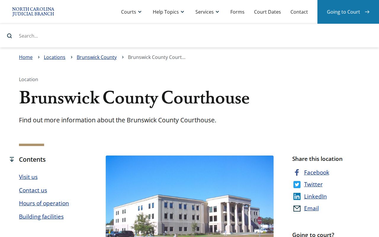 Brunswick County courthouse source for released inmate court records