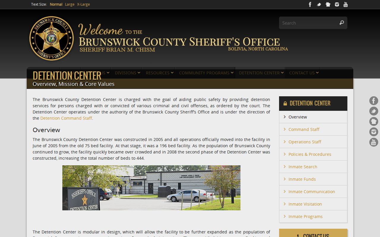 Brunswick County Detention Center released inmate facility overview
