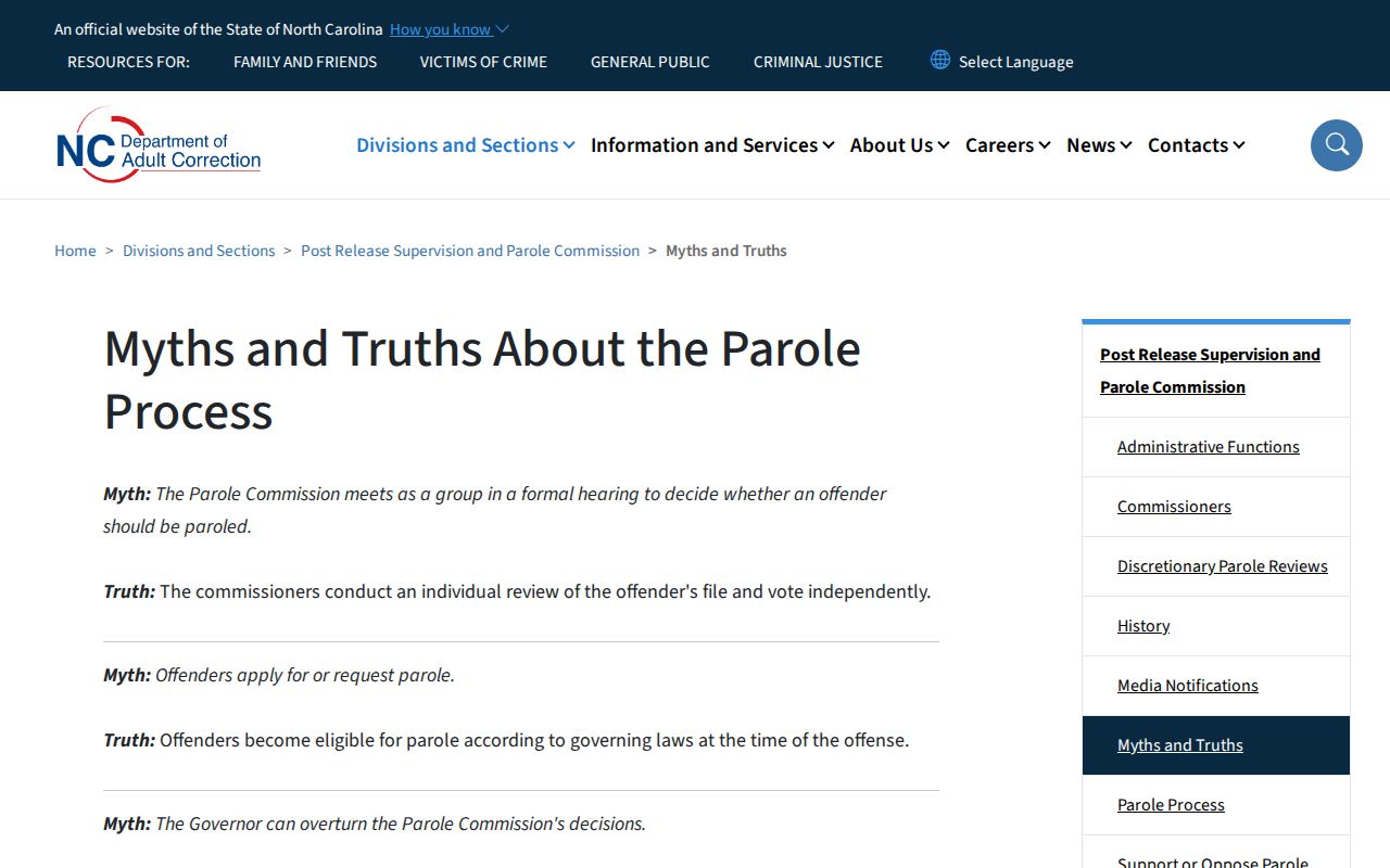 Brunswick County parole review and probation supervision explanation