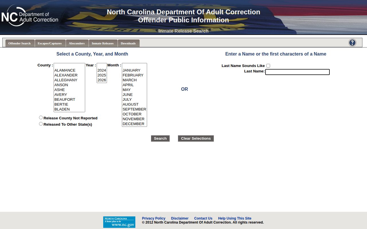 Brunswick County inmate projected release date NCDAC release search